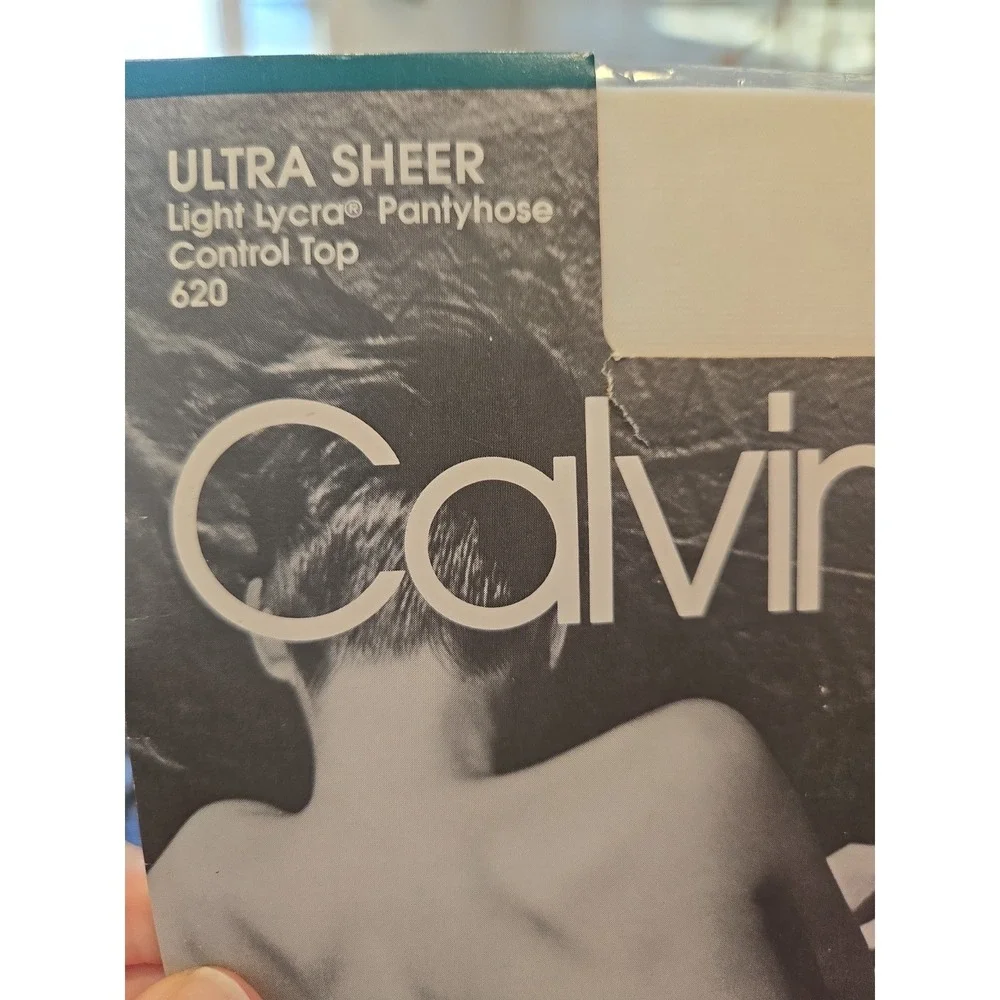 Vintage 90s Calvin Klein Pantyhose Ultra Sheer Control Top White Size B